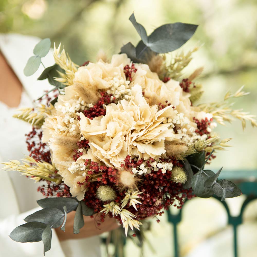 Bouquet De Fleurs Séchées Artificielles Réaliste - Décoration Intérieur/extérieur 31x16 Cm - Pour Mariage, Maison, Balcon
