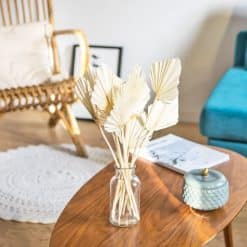 botte fleurs séchées palmes blanches