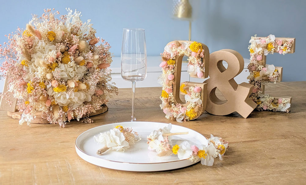 Décoration de mariage pour fleurs séchées
