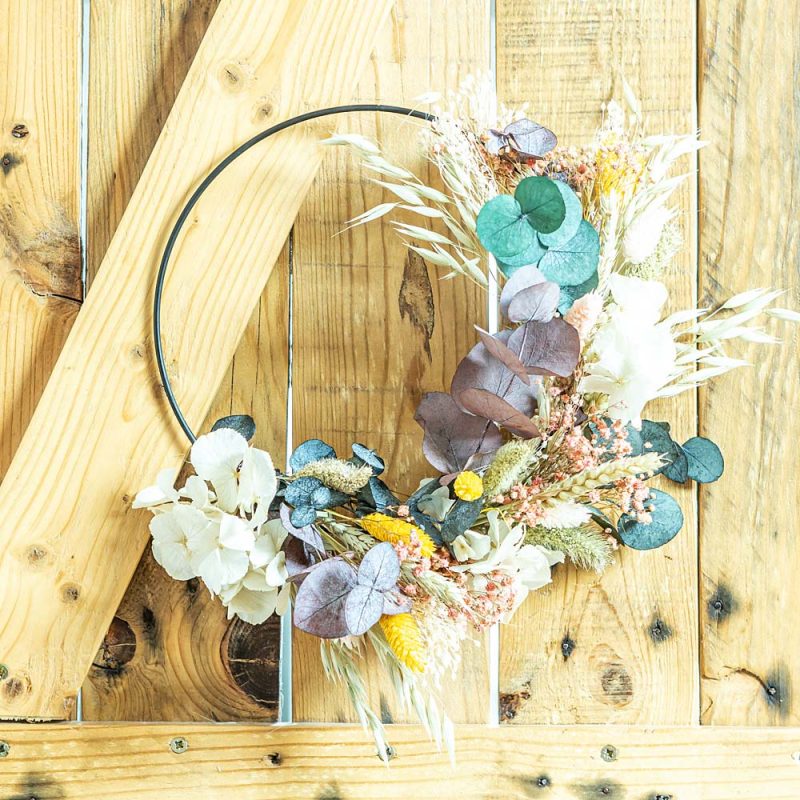 Couronne De Porte Automne 30x30 Cm - Couronne Murale Fleurs Séchées Naturelle Pour Intérieur Et Extérieur