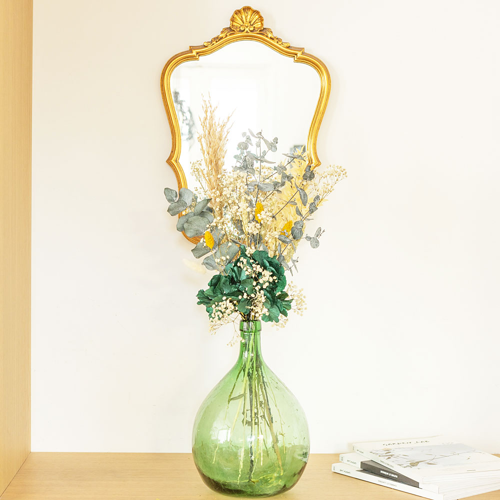Bouquet de fleurs séchées pour dame jeanne hortensia vert