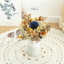Bouquet de fleurs séchées bleu et jaune Lucienne Taille S