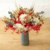 Bouquet de fleurs séchées rouge vert et blanc