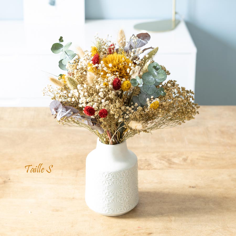 Bouquet de fleurs séchées chardons jaunes Taille S