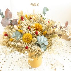Bouquet de fleurs séchées chardons jaune Taille L