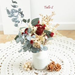 Bouquet de fleurs séchées rouge or et vert pour noël