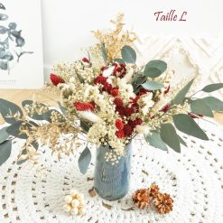 Bouquet de fleurs séchées or rouge et vert pour noël
