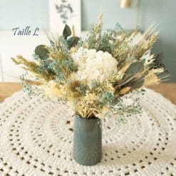Bouquet de fleurs séchées hortensia blanc Taille L