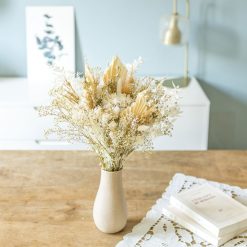 Bouquet de fleurs séchées ivoire et blanc