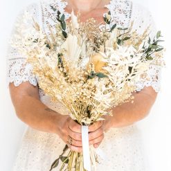 Bouquet de fleurs séchées ivoire et blanc