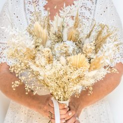 Bouquet de fleurs séchées ivoire et blanc