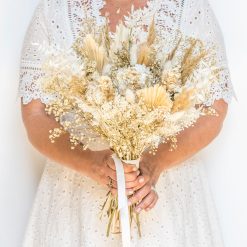 Bouquet de fleurs séchées ivoire et blanc