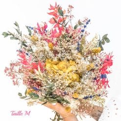 Bouquet de fleurs séchées jaune et rose