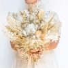 Bouquet de fleurs séchées ivoire et blanc