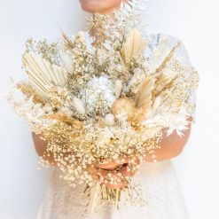 Bouquet de fleurs séchées ivoire et blanc