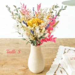 Bouquet de fleurs séchées jaune et rose