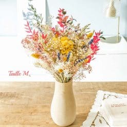Bouquet de fleurs séchées jaune et rose