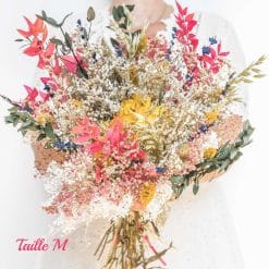 Bouquet de fleurs séchées jaune et rose