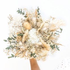Bouquet de fleurs séchées ivoire et blanc