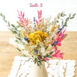 Bouquet de fleurs séchées rose et jaune Taille S