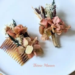 peigne à cheveux de mariée en fleurs séchées