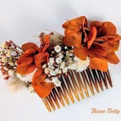 peigne à cheveux de mariée en fleurs séchées terracota