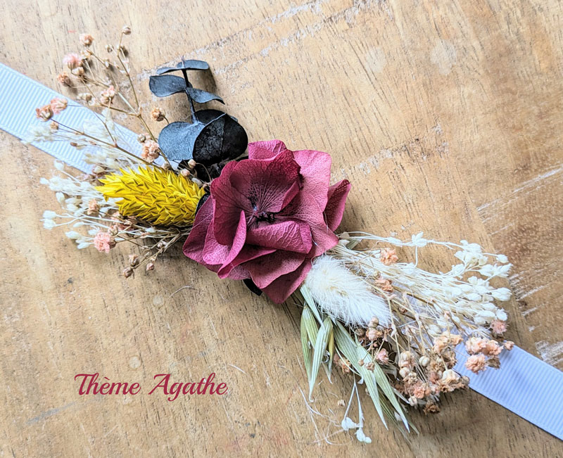 Bracelet de mariée en fleurs séchées Rose