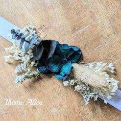 Bracelet de mariée fleurs séchées vert