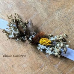 Bracelet de fleurs séchées blanc et marron pour mariée