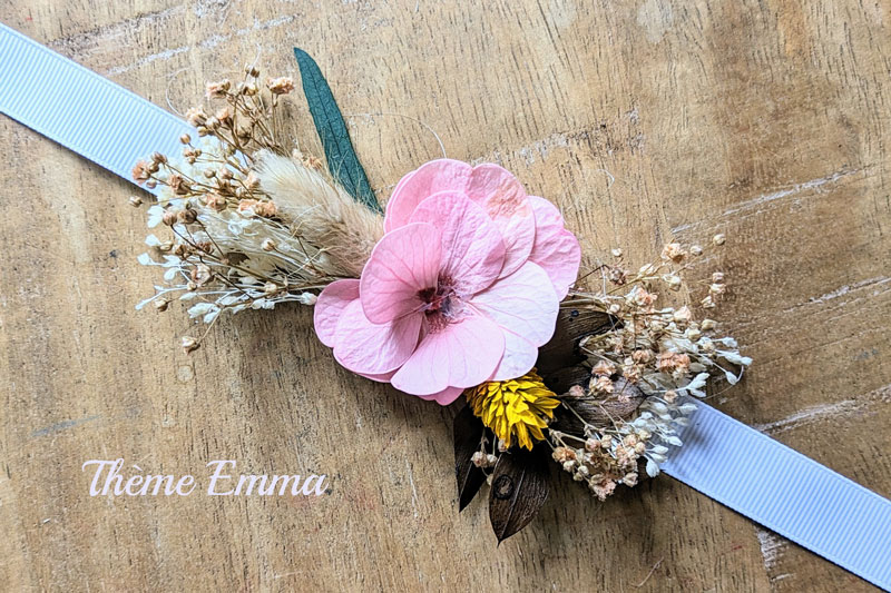 Bracelet de mariage en fleurs séchées Rose pale
