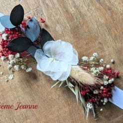 Bracelet pour mariée en fleurs séchées rouge et blanc