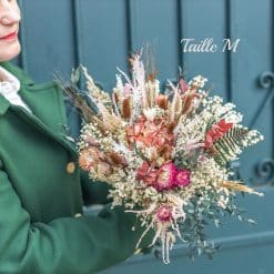 Bouquet de fleurs séchées hortensia vieux rose