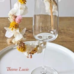 Accessoire de mariage : couronne de fleurs séchées monté sur serre-tête or