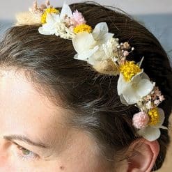 Couronne de fleurs séchées pour mariée. serre-tête en fleurs séchées