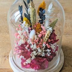 Cloche de fleurs séchées Rose.