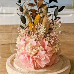 Cloche de fleurs séchées rose pâle pour décoration d'intérieur