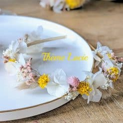 Couronne pour cheveux en fleurs séchées pour mariée.