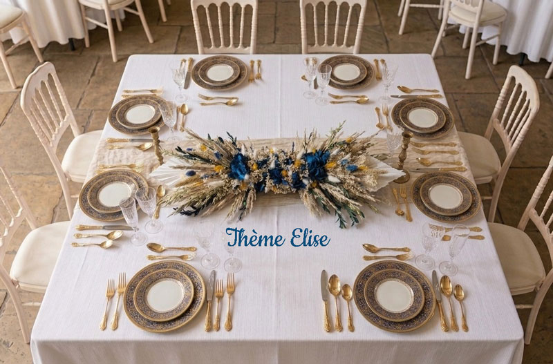 centre de table de mariés en fleurs séchées
