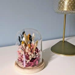 Cloche de fleurs séchées Rose