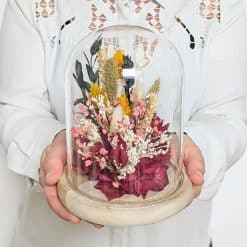 Cloche de fleurs séchées Rose.