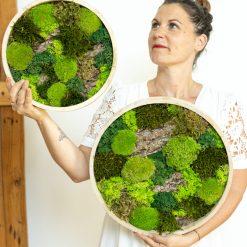 tableau végétal 100% naturel rond lot de 2 thème sous bois