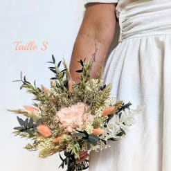 bouquet de fleurs séchées lucette couleur saumon pour mariée