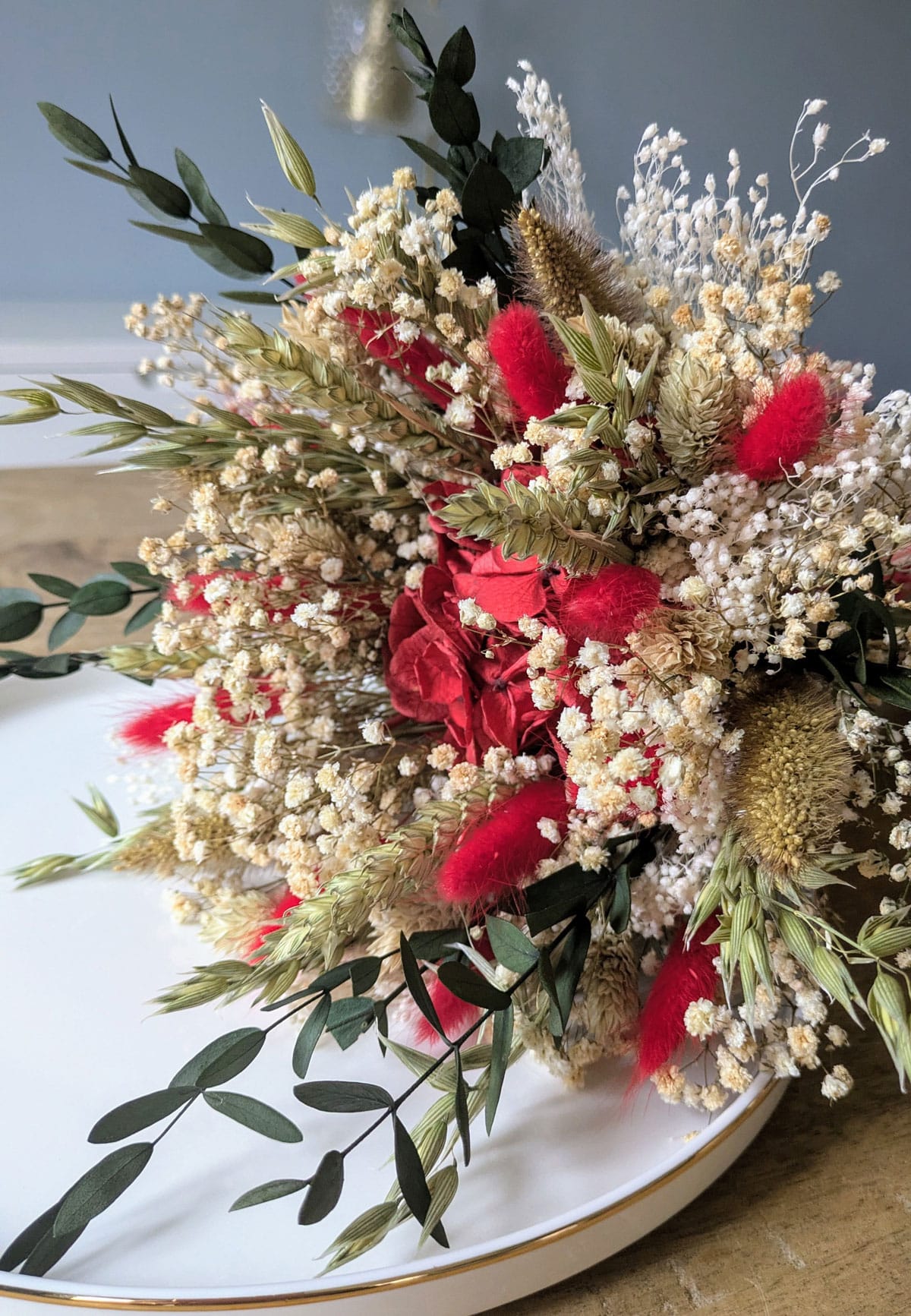 bouquet de fleurs séchées rouge amour
