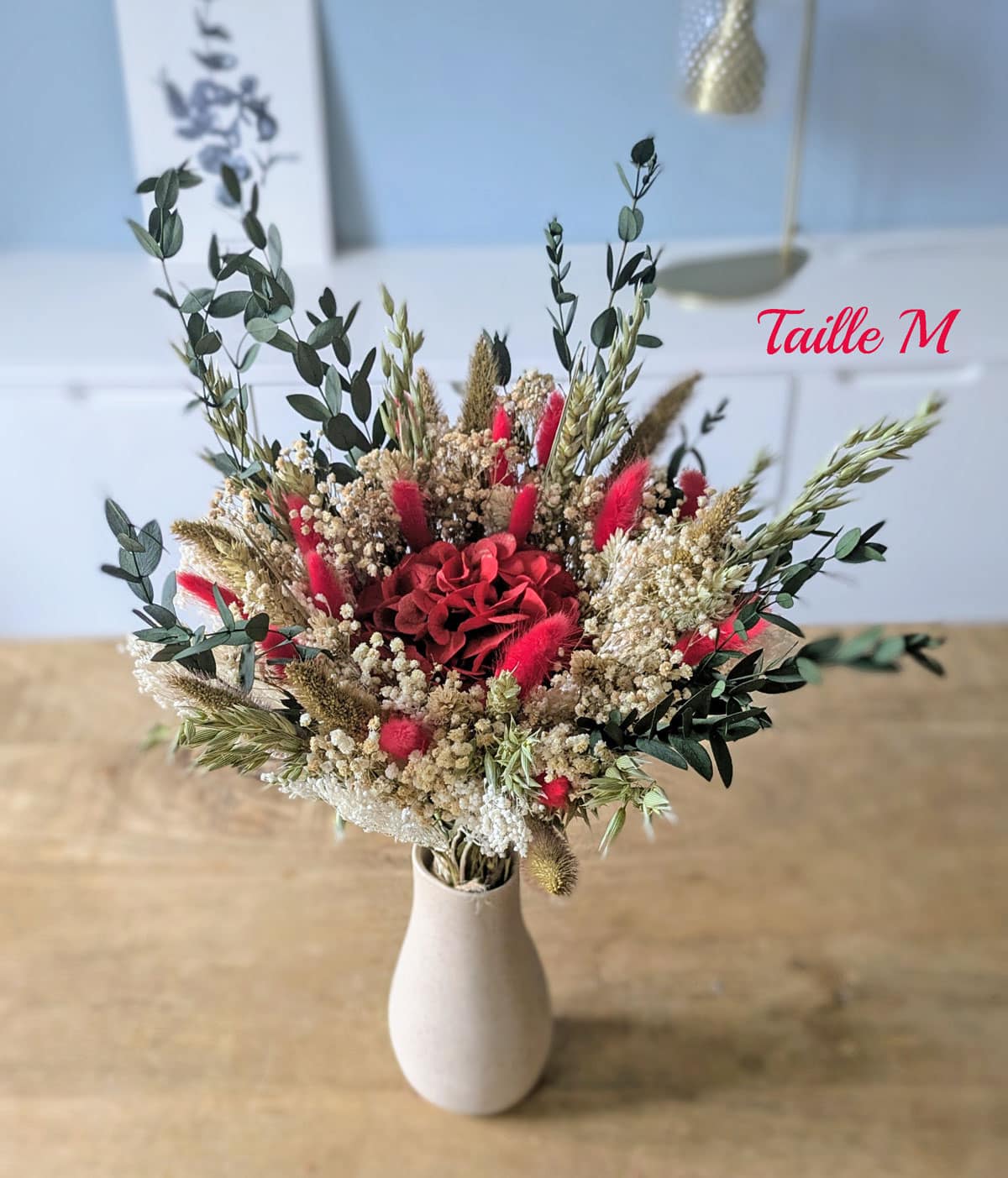 bouquet de fleurs séchées rouge amour
