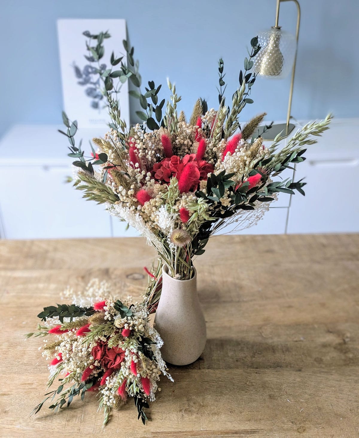 bouquet de fleurs séchées rouge amour