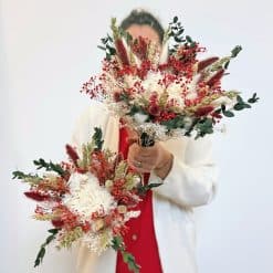 bouquet de fleurs séchées rouge passion