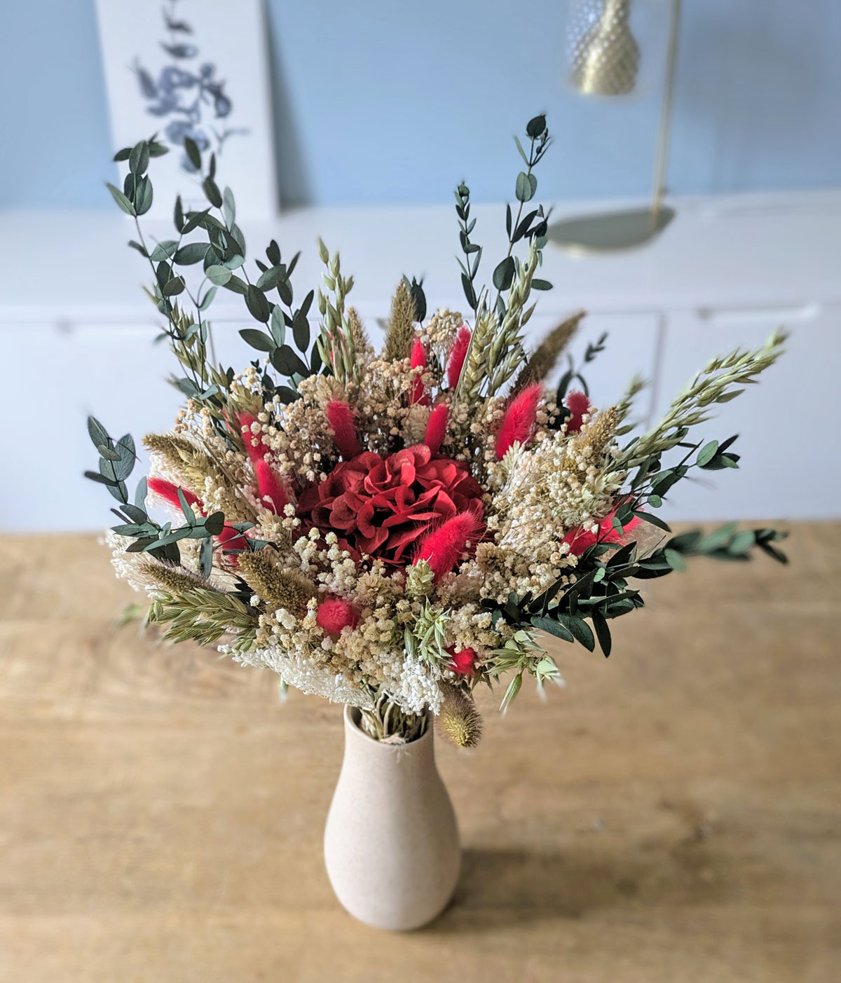 bouquet de fleurs séchées rouge amour