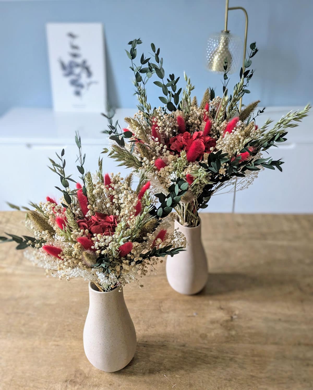 bouquet de fleurs séchées rouge amour
