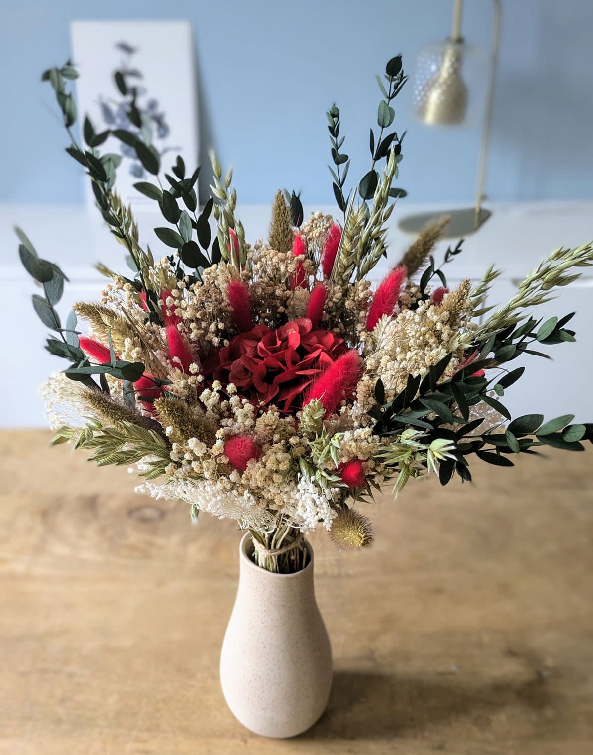 bouquet de fleurs séchées rouge amour
