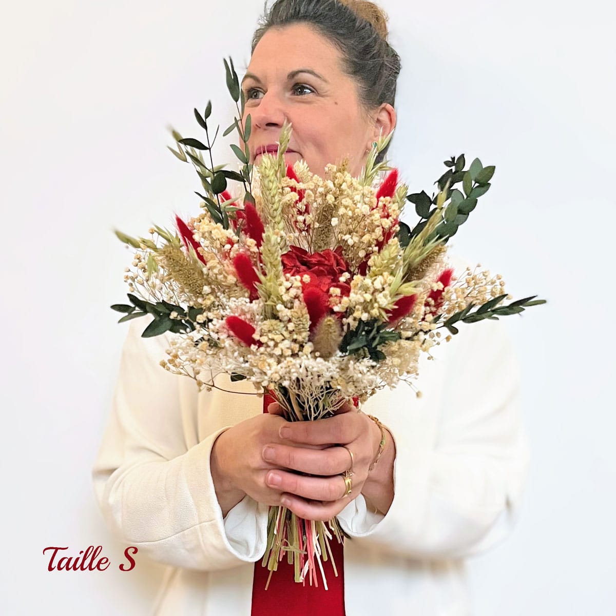 bouquet de fleurs séchées rouge amour